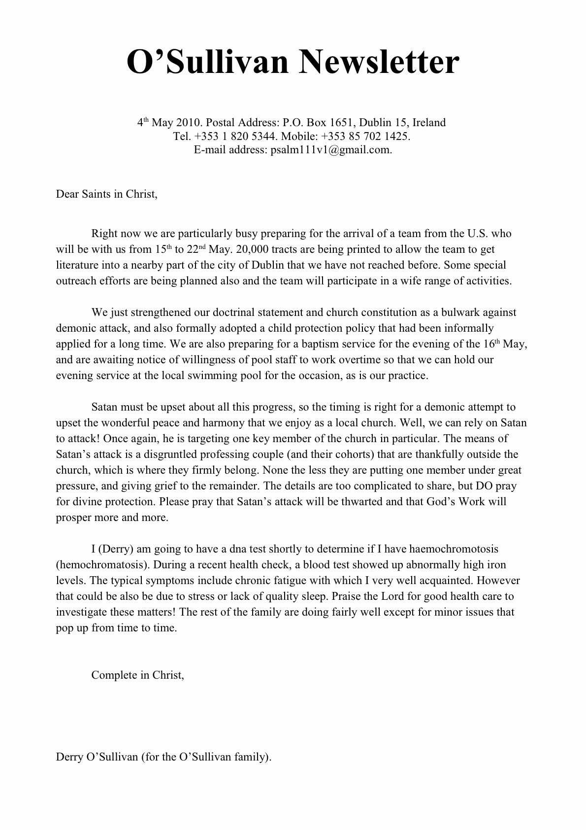 Newsletter Update 040510