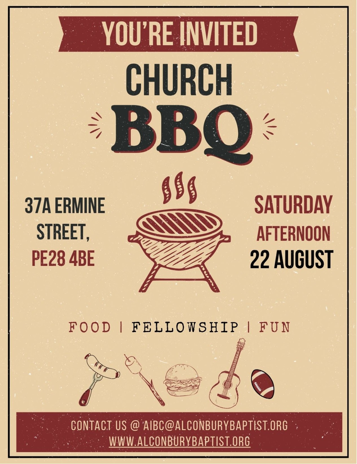 BBQ 22 Aug*(Outdoors, weather permitting)
Scrumptious food and some live entertainment (details soon) - ALL WELCOME!
