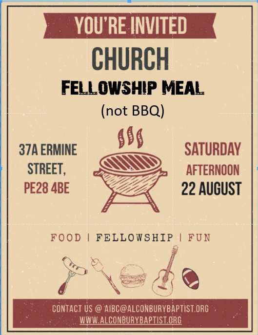 22 Aug, 4PM*(Outdoors, weather permitting)
Scrumptious food. Live entertainment - ALL WELCOME!
Originally a BBQ until we all got the government alert!